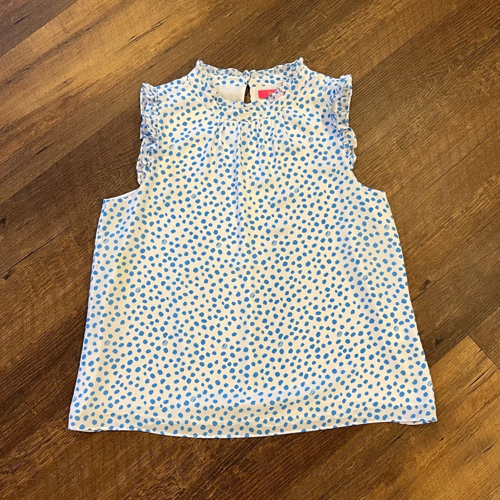 Lilly Pulitzer Cambria Top Zanzibar Blue and Lilly's Dot Inverse Size Medium